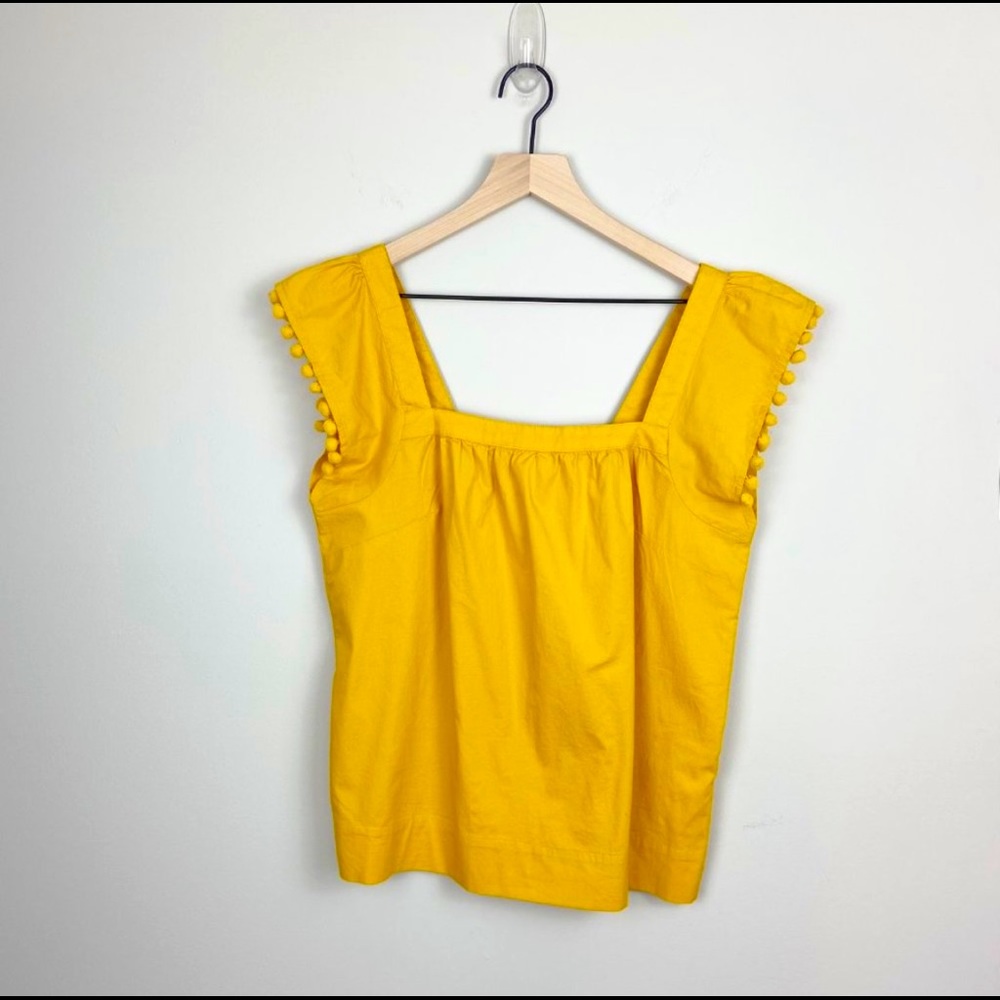 J. Crew Factory Yellow Boxy Pom Pom Top